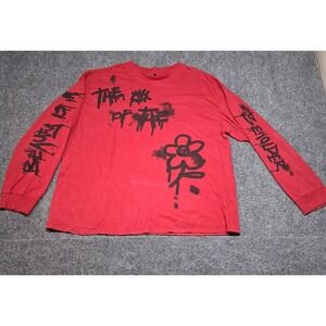 Divided by H&M Red Long‎ Slevee Women Tshirt Size Large 100% Cotton